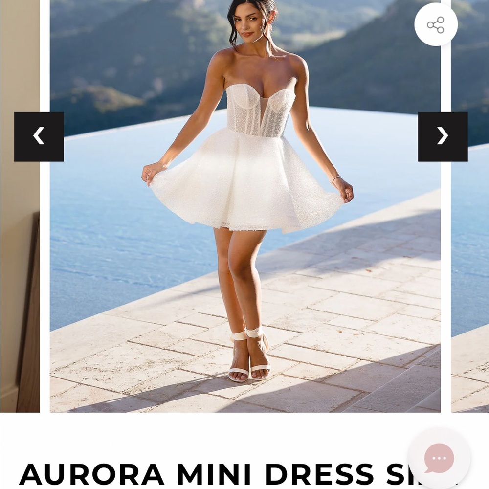 Untamed petals Aurora Mini Strapless White Party Dress/bridal recep/prom